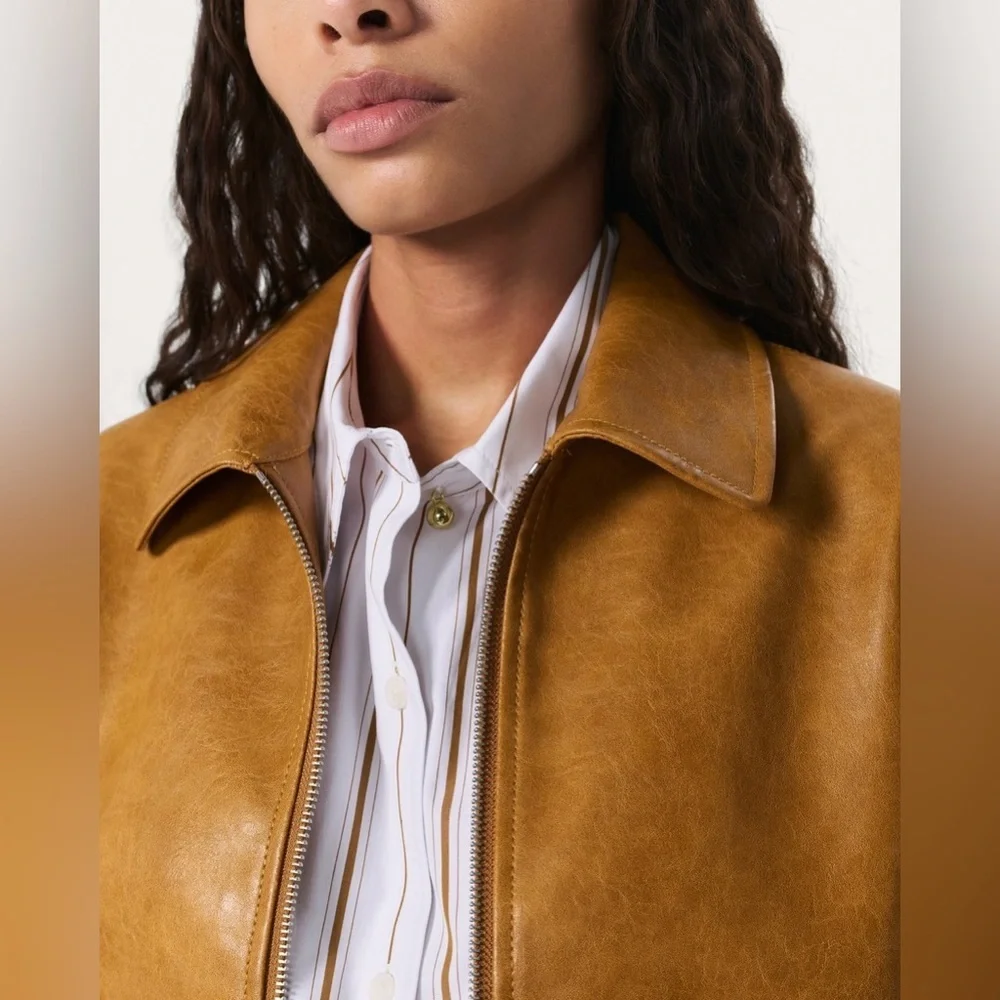 NWT $628 rag & bone Jordie Leather Jacket in Camel Large